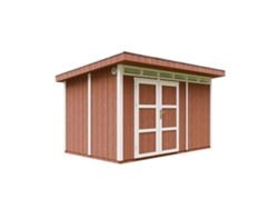 Caseta Jardin Exterior paneles a base de Madera LP SmartSide 8,7 m² con Suelo y Baldosas Bituminosas - L279xA412xA237 cm - TIMBELA M904A - REDWOOD RED