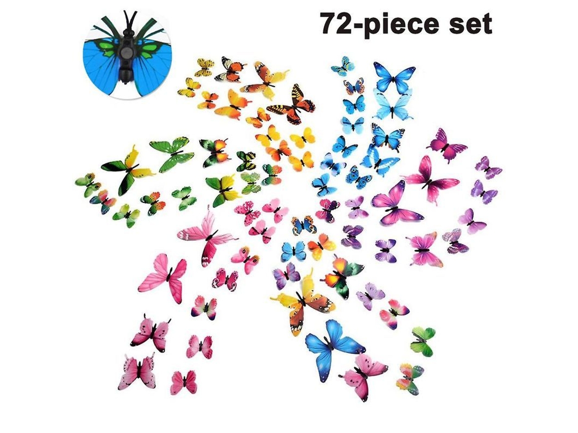 72 pegatinas decorativas de mariposas 3D removibles para la decoración del hogar y la habitación infantil.