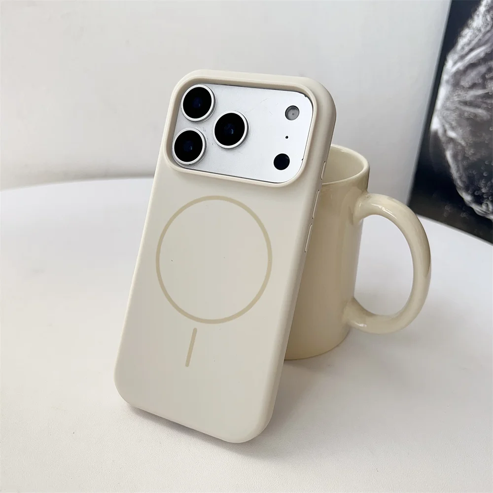 (iphone 16 Plus, Blanco Crema) Funda Protectora Magnética De Silicona Líquida, Compatible Con Carga Inalámbrica Magsafe