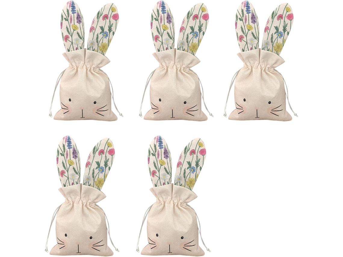 Juego De 2 Bolsas Lavables Con Cordón Y Orejas De Conejo Para Fiestas Y Regalos De Pascua.