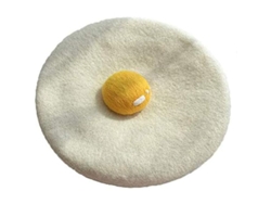 Boina De Lana Suave Con Diseño De Huevo Escalfado Hecho A Mano Para Mujeres Y Niños.