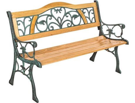 Banco de Jardín TECTAKE Kathi (Marrón - Madera - 124x60x38 cm)