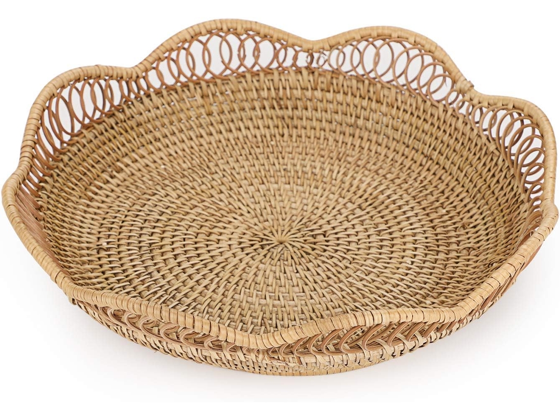 Cesta de mimbre para frutas de 30 cm, panera, cestas decorativas para mesas, encimeras y aperitivos.