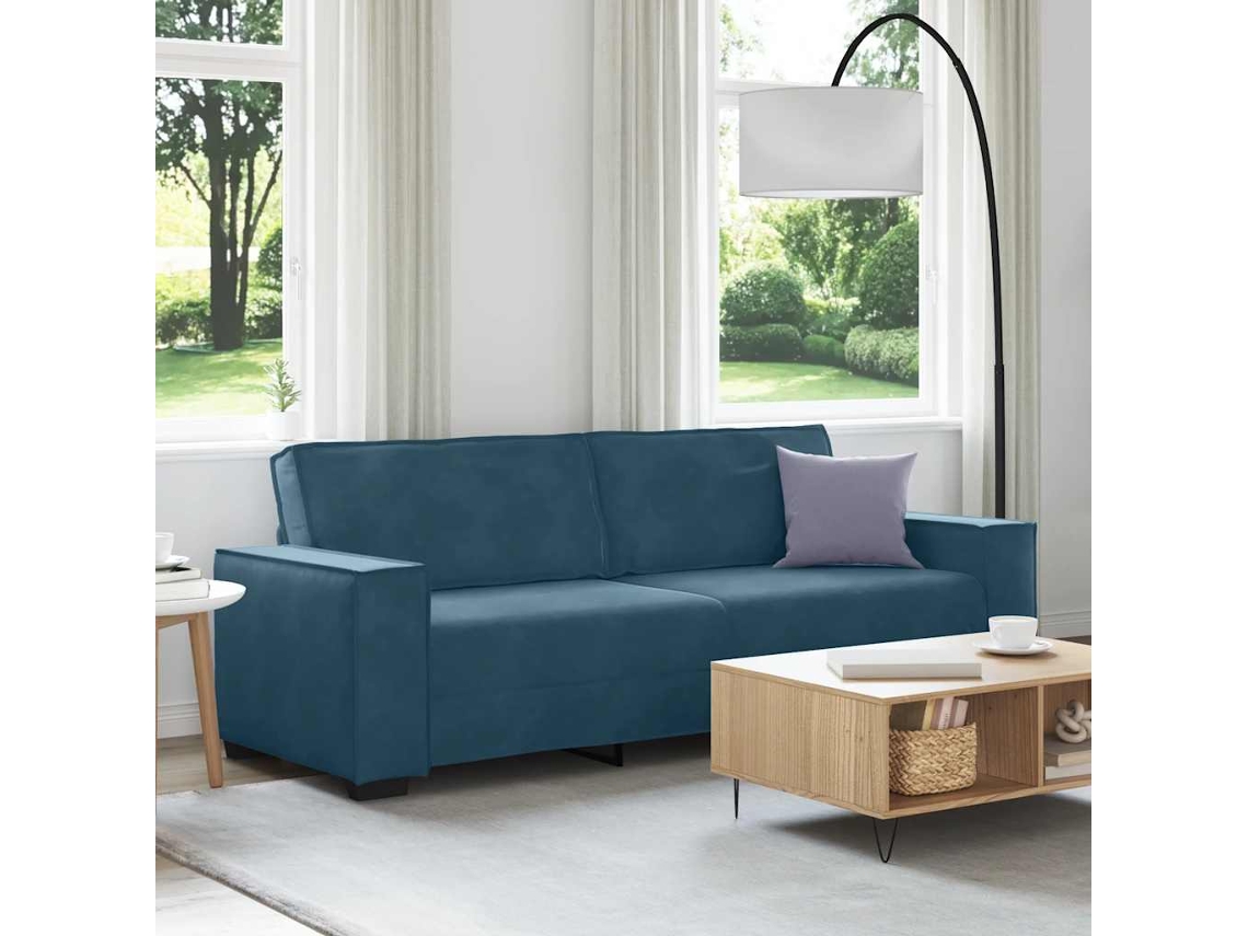 Sofá De 3 Plazas | Sofá De Salón | Sofá De Descanso Terciopelo Azul 220x78x84 Cm
