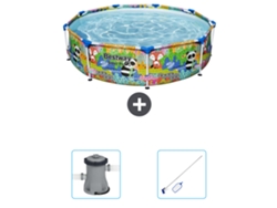 Piscina BESTWAY Round Steel Pro - 274 x 66 cm - Animal print - Incluida Bomba - kit de limpieza