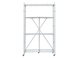 Estante de almacenamiento plegable Succebuy de 4 niveles con ruedas, organizador sin montaje, color blanco