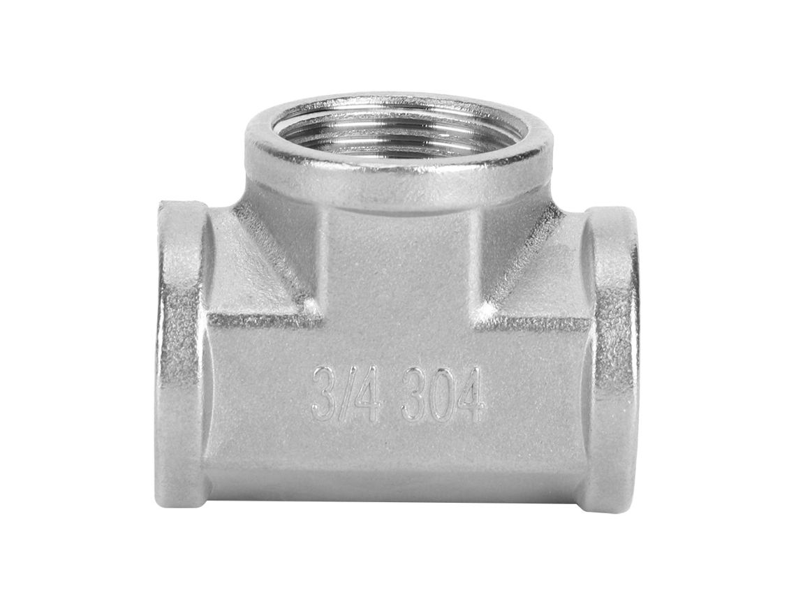 Conector en T roscado de acero inoxidable 304 para tubería hembra de 3/4 pulg.