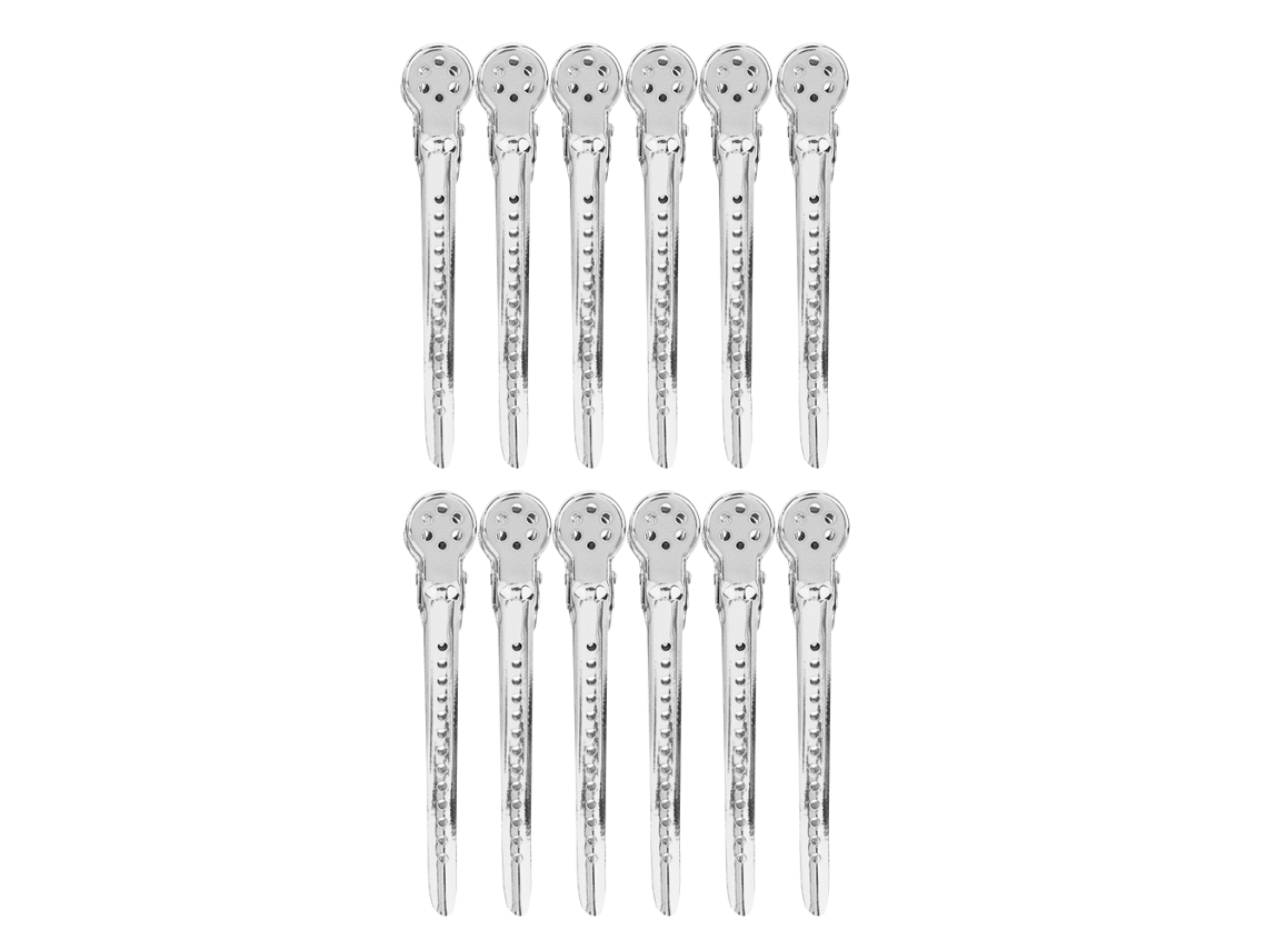 12pcs/ Caja Pinzas De Peinado Clips De Seccionamiento Para Salón Estilismo Plata