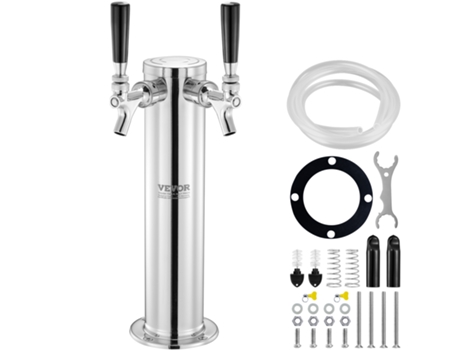 VEVOR, dispensador de torre de cerveza de barril de doble grifo, torre de cerveza de barril de acero inoxidable