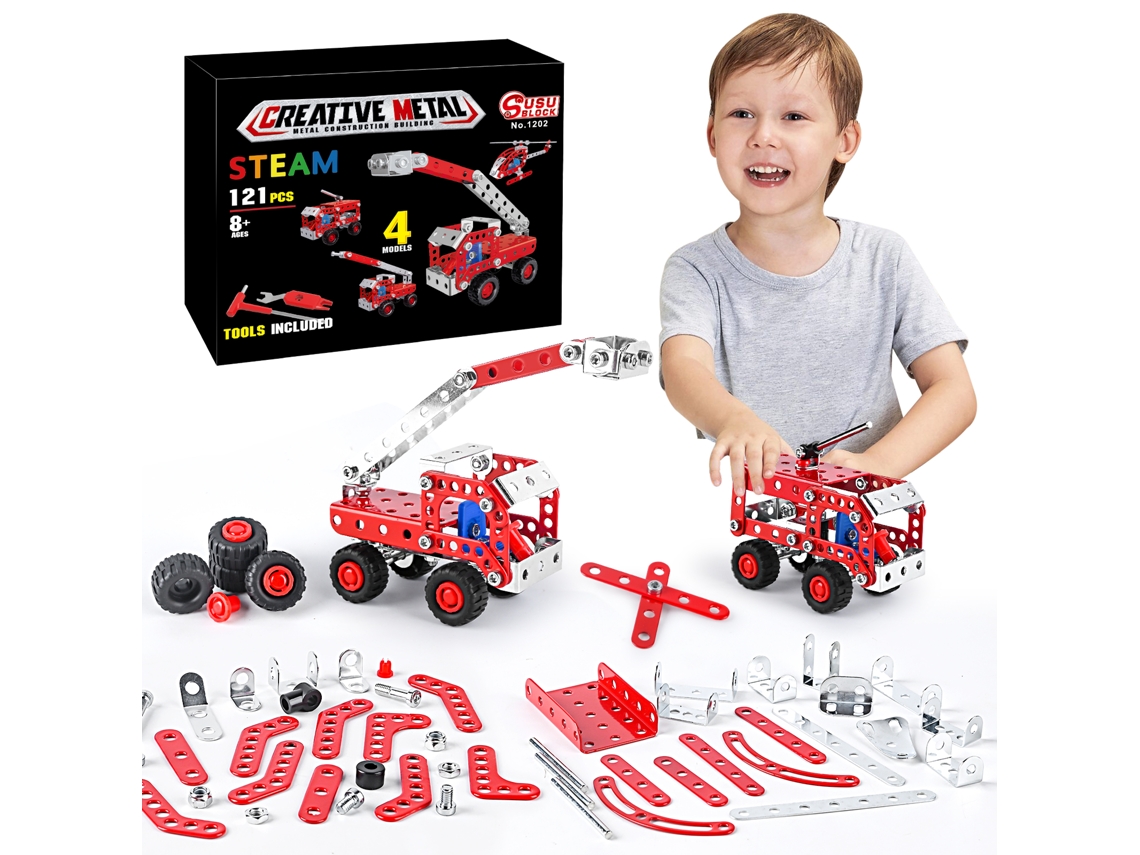 Kit creativo DIY, bloques metálicos educativos, ensamblaje variable en múltiples formas 3D, juguete de construcción para niños. Aeuzwr