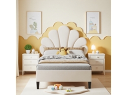 Cama Infantil De 90 X 200 Cm, Cama Individual, Cama Para Niña, Cabecero Con Cabecero Floral Y Altura Regulable, Cama Tapizada, Terciopelo.