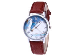 Reloj De Pulsera De Cuarzo Para Hombre Y Mujer Con Esfera Redonda (marrón)