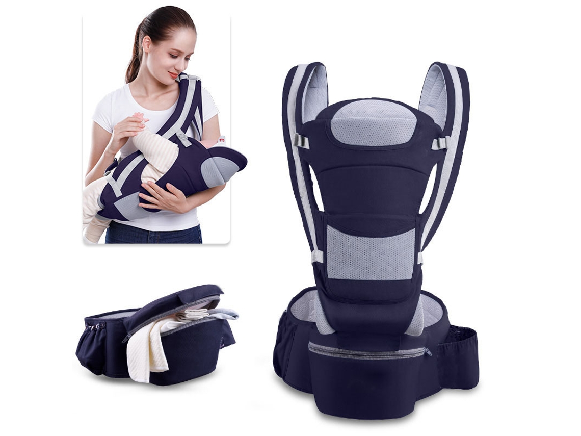 Portabebés de diseño, asiento plegable hacia dentro, 3 en 1, ligero y ventilado, Digitallab (gris)