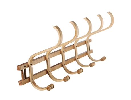 Perchero Madera 5 Ganchos Pared Natural