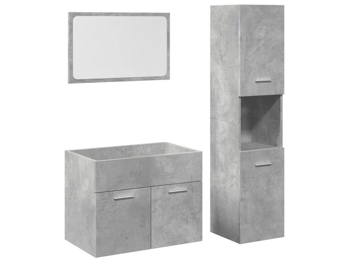 Conjunto de 3 Muebles de Baño en Madera Gris Cemento MAISON EXCLUSIVE (95x95x45 cm)