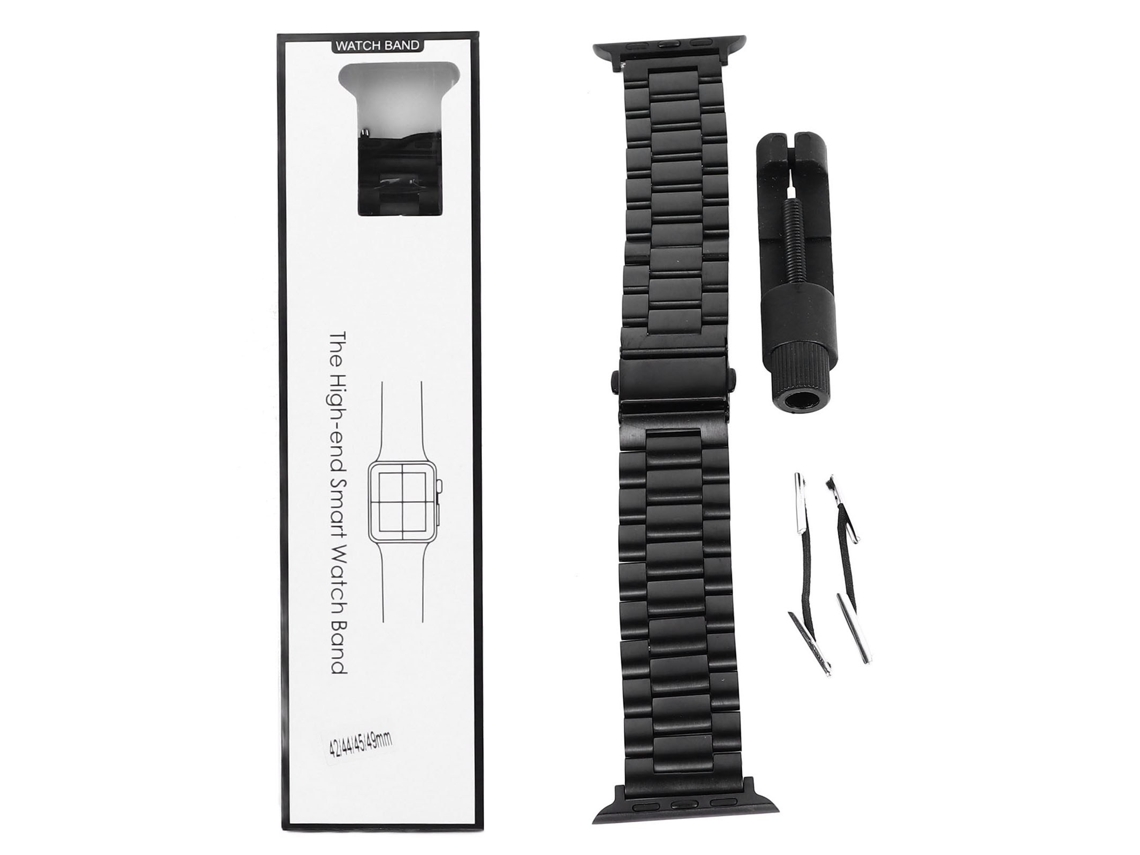 Brazalete De Acero Inoxidable Para Iwatch 7 De 42 Mm, 44 Mm Y 45 Mm Con Ajustador Negro.