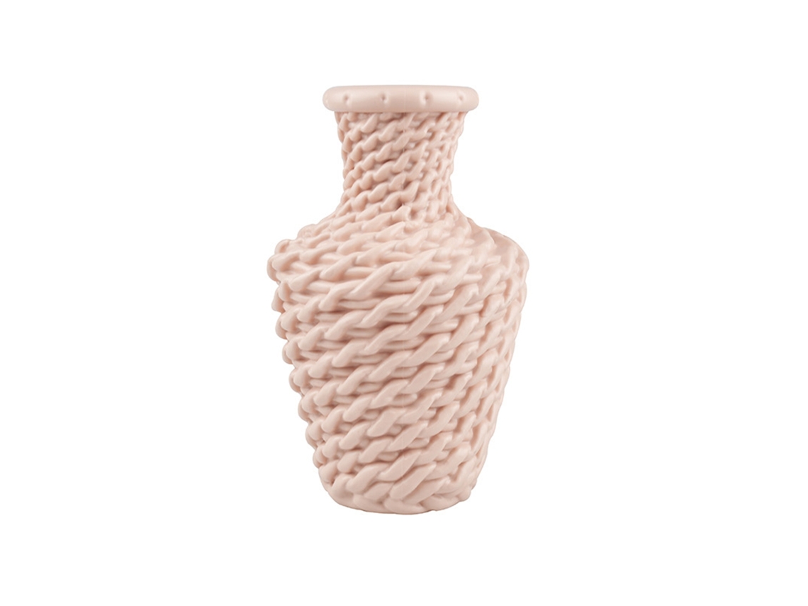 Vaso de plástico Primerox de estilo nórdico con textura de ratán para flores secas o moldeadas.