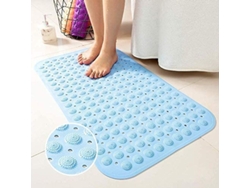 Alfombrilla de baño antideslizante con ventosas de goma seguras, diseño moderno, azul claro, 36 x 71 cm.