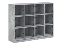Estantería con puertas, Derivados, Madera Gris Cemento, 136x37x109 cm, MAISON EXCLUSIVE