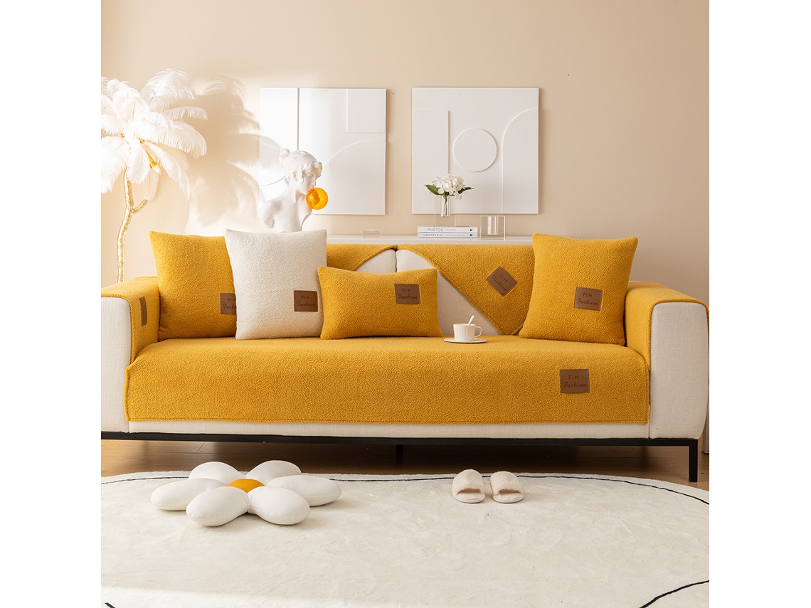 Funda de asiento de sofá antideslizante Protector de cojín de sofá -amarillo-110x240CM LUUCOZK