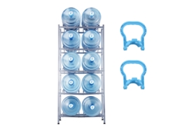 Soporte Para Jarra De Agua De 5 Niveles Succebuy, Estante De Doble Fila Para 10 Botellas, Gris Plateado