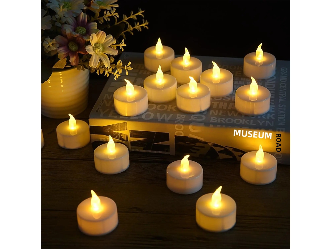 (24 unidades) Velas creativas sin llama con luz LED - Luz LED blanca cálida - Decoraciones para Halloween y Navidad