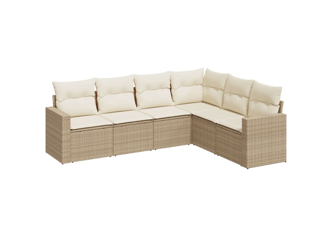 Conjunto 6 de sofás jardín con cojines VIDAXL ratán sintético beige
