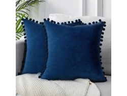 Fundas Decorativas Para Cojines De 45 X 45 Cm, De Suave Terciopelo, Para Sofá Cama, Paquete De 2, Azul Marino.