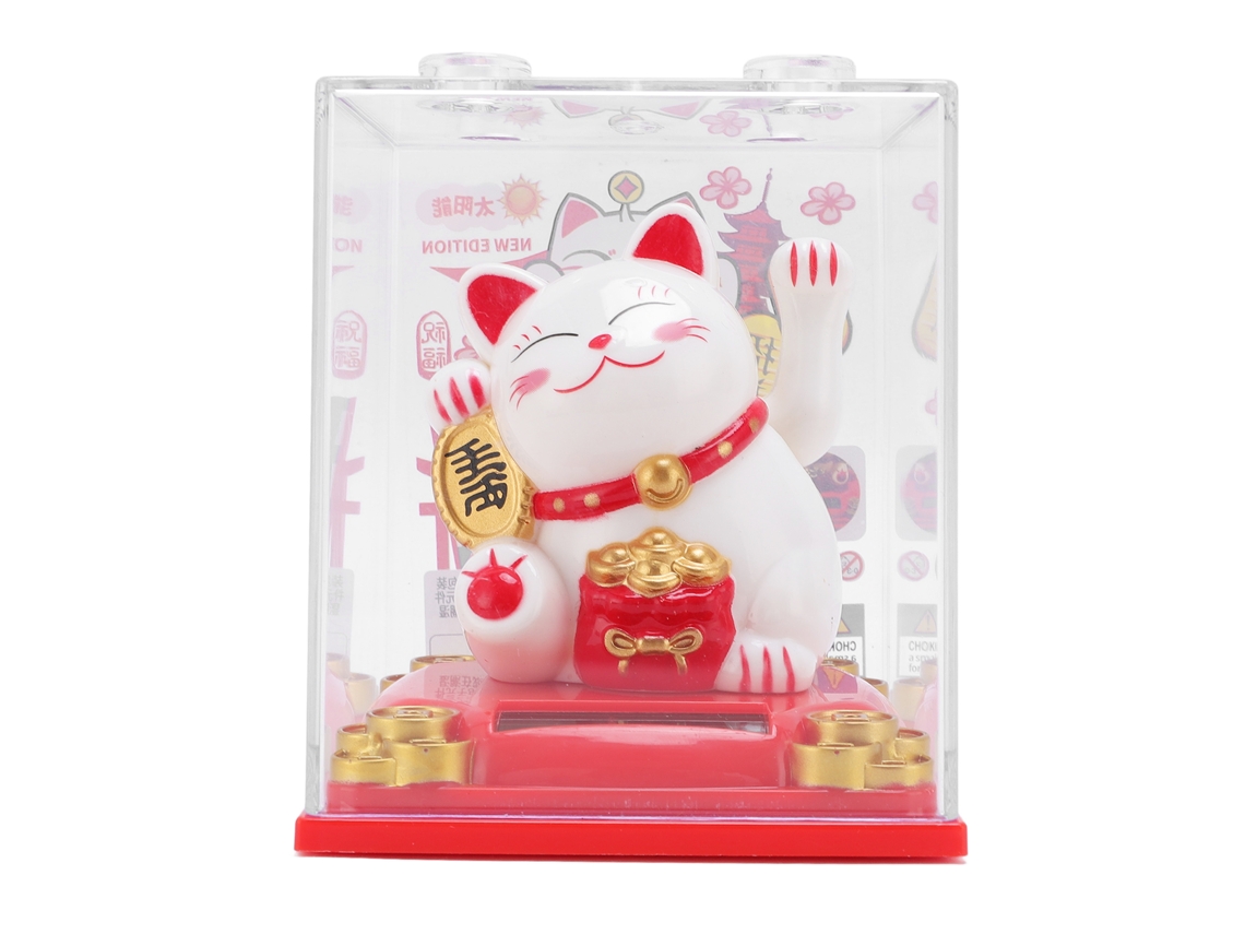 2026 Store-estátua De Gato De La Suerte Solar Con Brazo Moviéndose Adorno De Mesa O Hogar Bendición Blanco