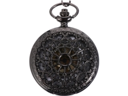 Reloj Bolsillo Aleación Cuarzo Diseño Calado Negro Vintage Cadena Estilo Retro Ideal Cumpleaños Regalo Fina