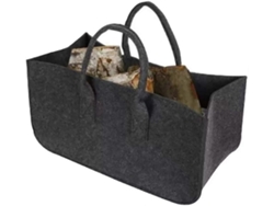 Bolsa de fieltro plegable para la compra, ideal para guardar leña, con asas, 50 x 25 x 25 cm, negra, 1 unidad. GOKOCO