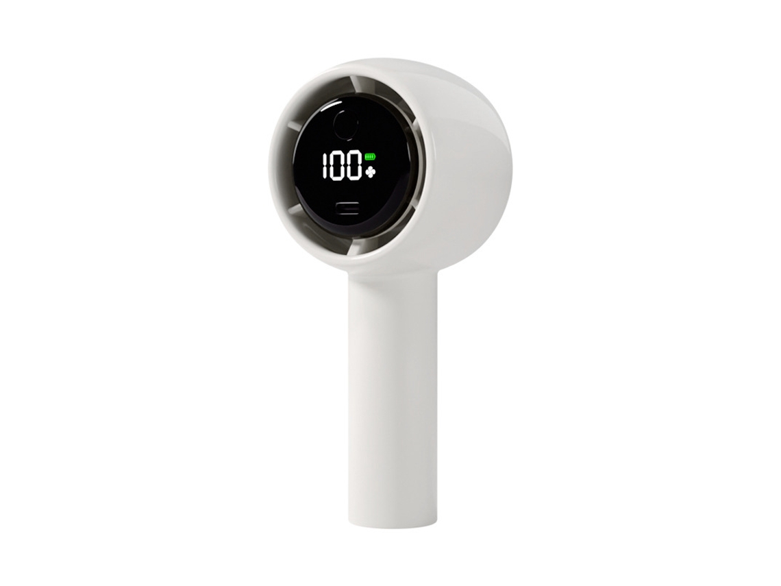 Mini ventilador portátil Turbo MDUG, pantalla digital, carga USB, potente flujo de aire (blanco)