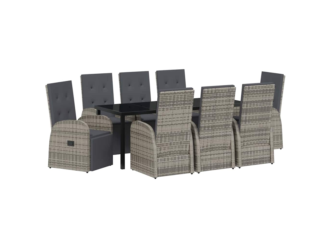 Maison Exclusive - Conjunto De Comedor De Jardín 9 Pcs Gris Ratán Sintético
