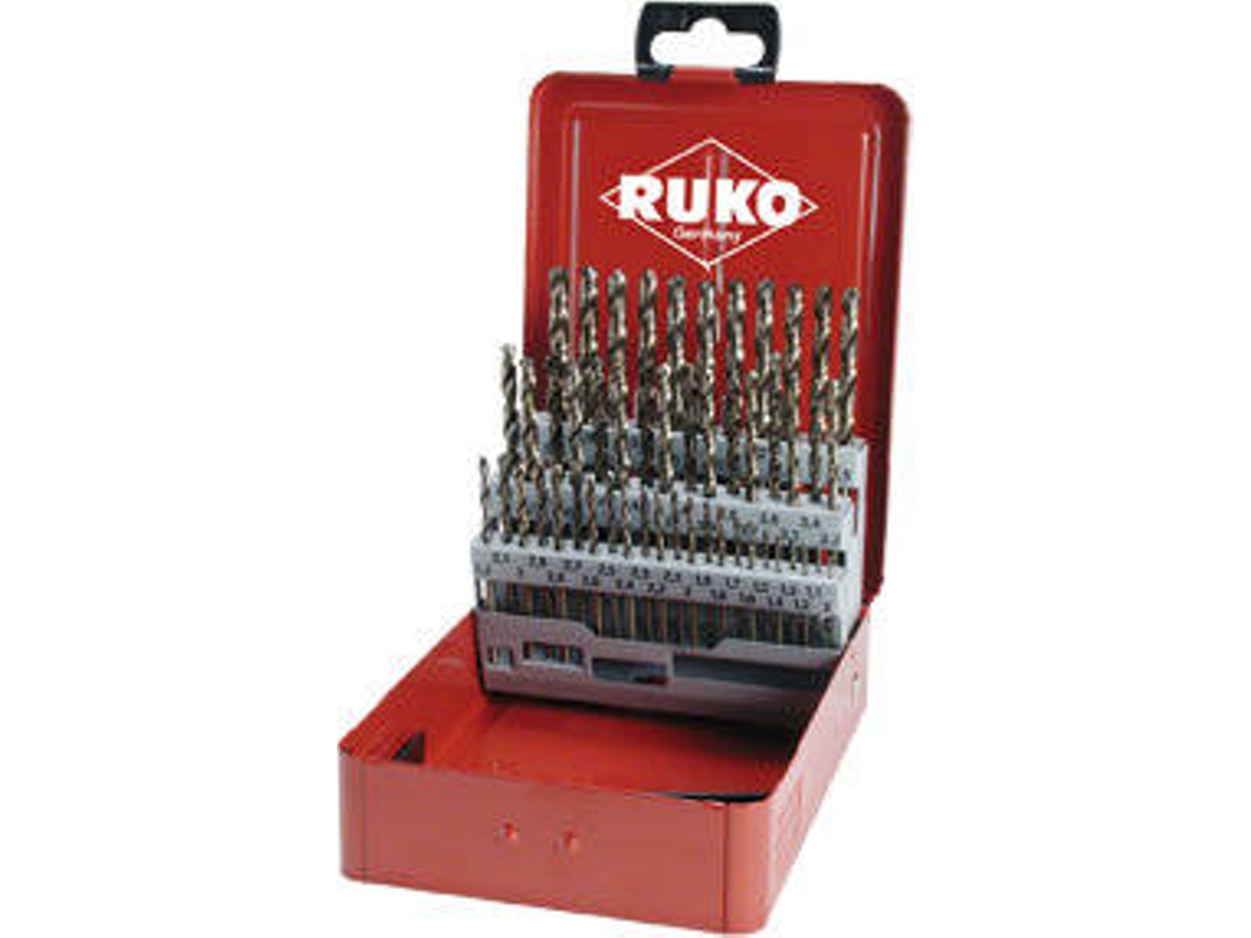 Juego de Brocas 50 Brocas Helicoidales RUKO DIN 338 VA HSSE-Co5
