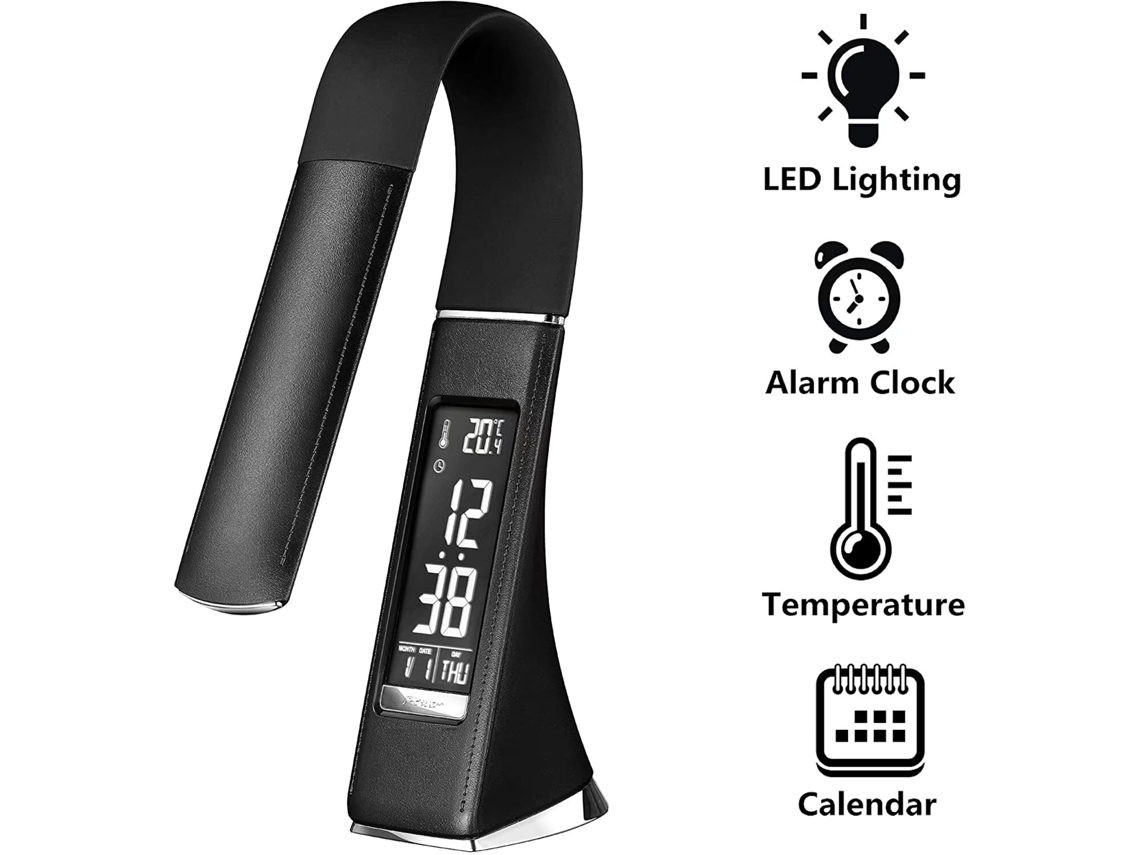 Luminária De Mesa Led U2 5w, Display Com Brilho Ajustável, Com Despertador