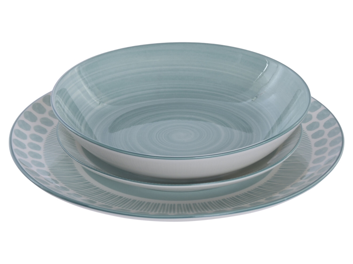Set 18 Vajilla Porcelana Turquesa 27x27x2,5cm