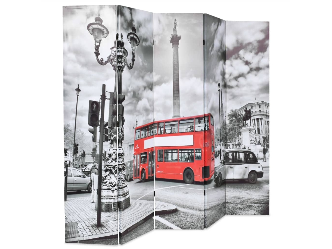 Mampara plegable | Autobús londinense 200 x 170 cm, blanco y negro, WSD405669 Lovely Home