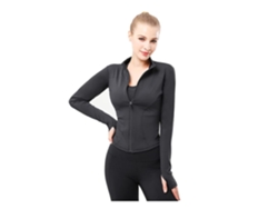 Camiseta deportiva de manga larga con cremallera para mujer, talla L