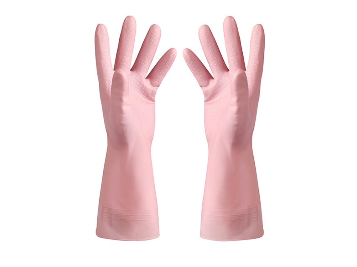Baok - Guantes de goma gruesos, impermeables y reutilizables para lavar platos, verduras, muebles y para la cocina - Rosa