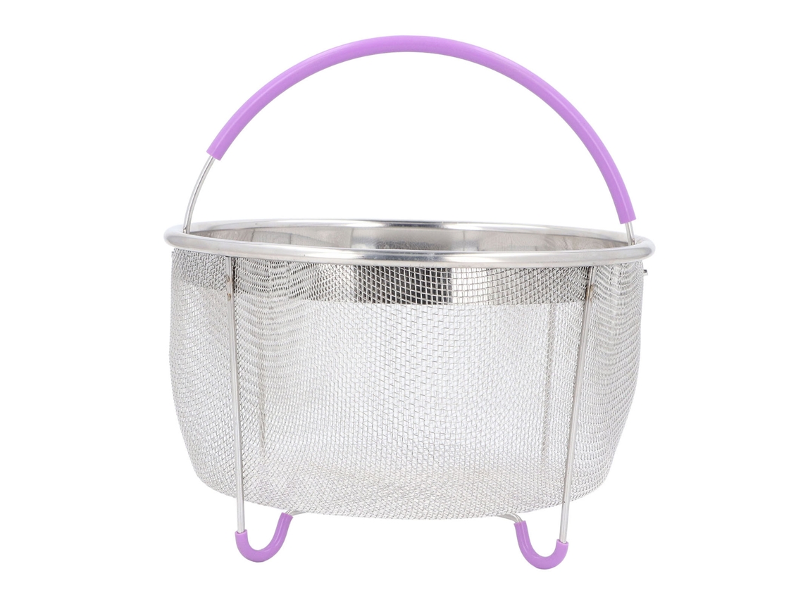 Cesta Vaporera De Acero Inoxidable Con Asa Para Ollas A Presión, 6 Cuartos De Galón, Malla Fina.
