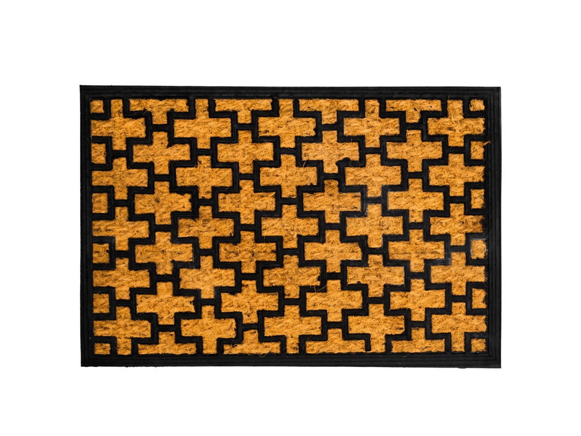 Relaxdays Felpudo Coco Y Pvc, Rejilla, 60x40 Cm, Interior/exterior, Antideslizante, Recoge Suciedad, Natural/negro