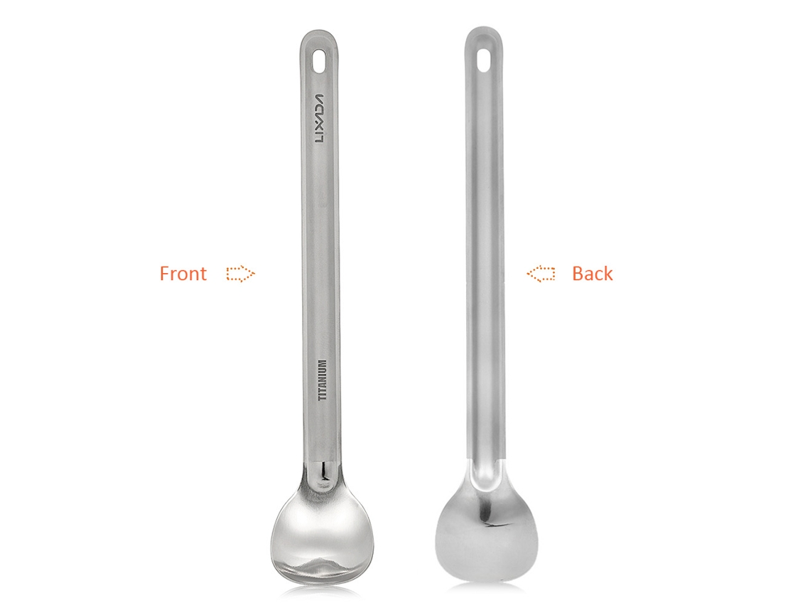 Conjunto De Cubiertos De Titanio Ultraligero Cuchara Y Tenedor Largo Mango Portátil Para Camping Picnic Senderismo