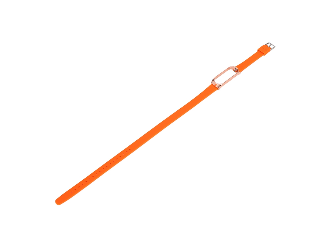 Pulseira De Silicone Longa Com Fivela De Metal Para Xiaomi Mi Smart Bracelet 3/4 Laranja