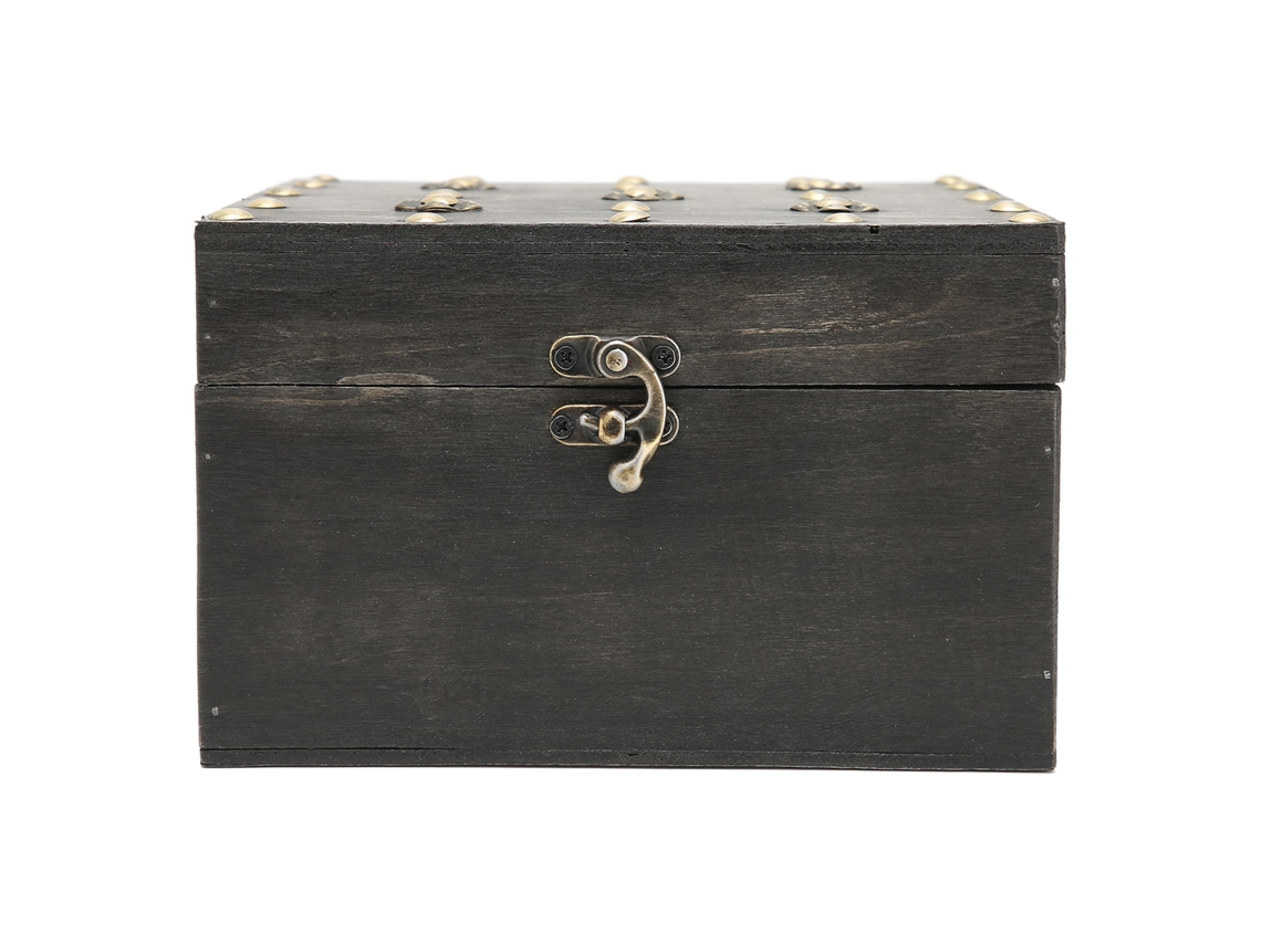 Caja de almacenamiento de madera retro con bisagras de metal