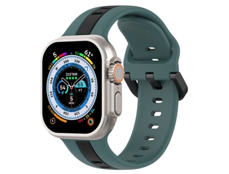 Correa de reloj de silicona con hebilla bicolor para Apple Watch Ultra 49 mm (verde oliva + negro)