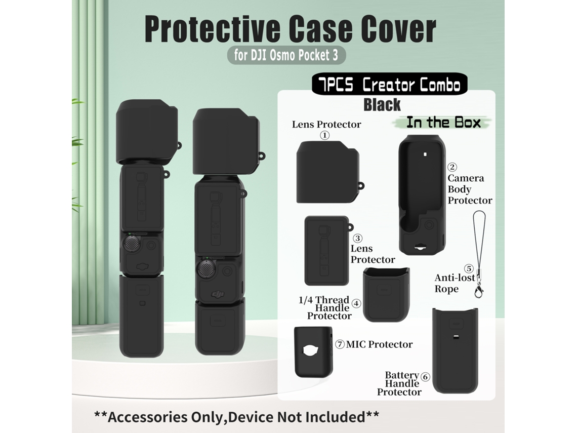Capa Silicone Para Dji Osmo Pocket 3/xtra Muse,ecrã E Microfone, Leve, Antirriscos Preto Hexinyigjly