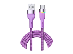 Cable De Datos De Carga Rápida Usb-c De Aleación De Aluminio 3a Con Luz Colorida Púrpura