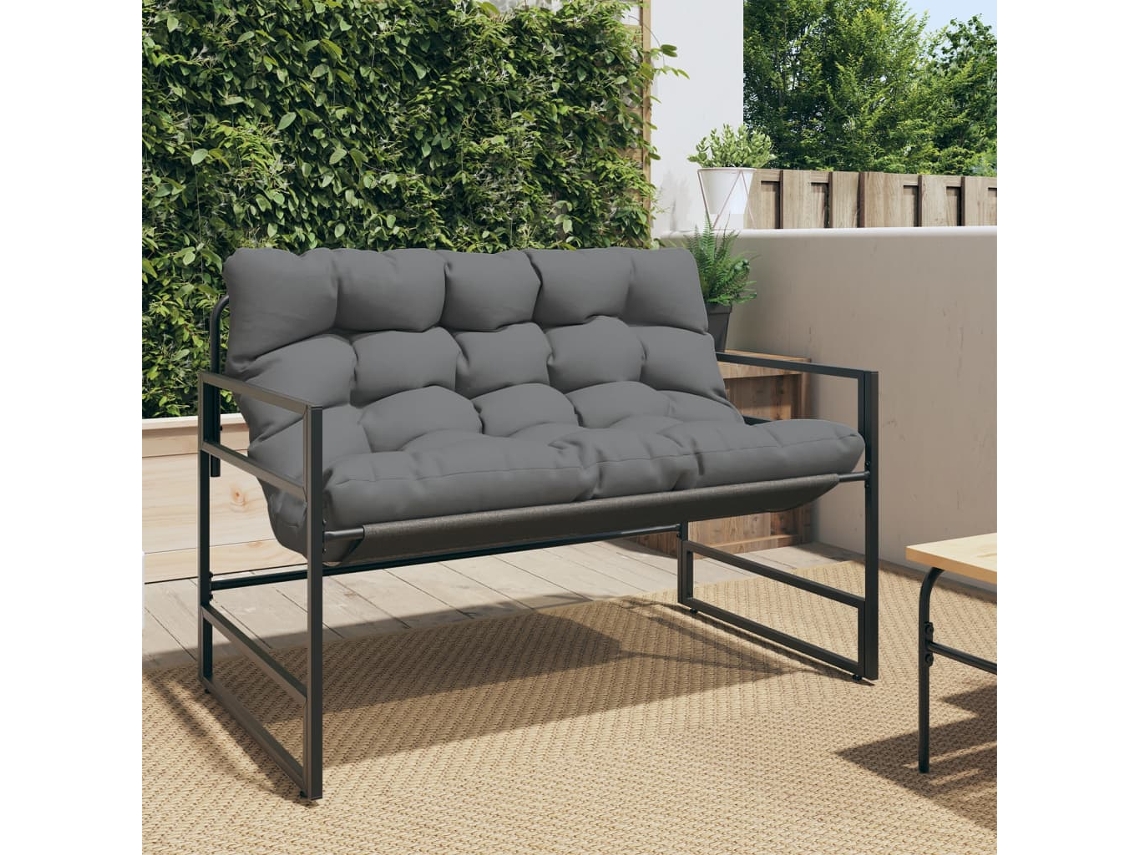 Banco de jardín con cojín, 113 cm, acero antracita, DKD Home Decor