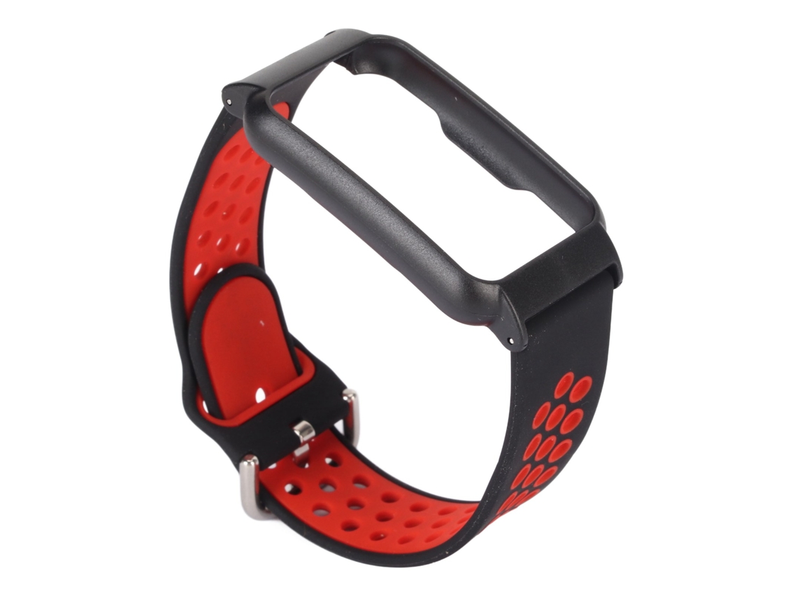 Pulsera De Silicona Para Reloj Inteligente Oppo Free - Ajustable, Transpirable Y Cómoda. Negro Rojo + Estuche Negro