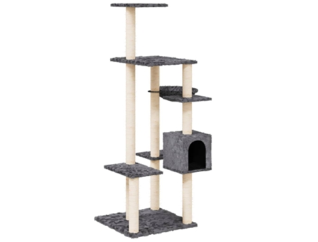 vidaXL Rascador para gatos con postes de sisal gris oscuro 142 cm